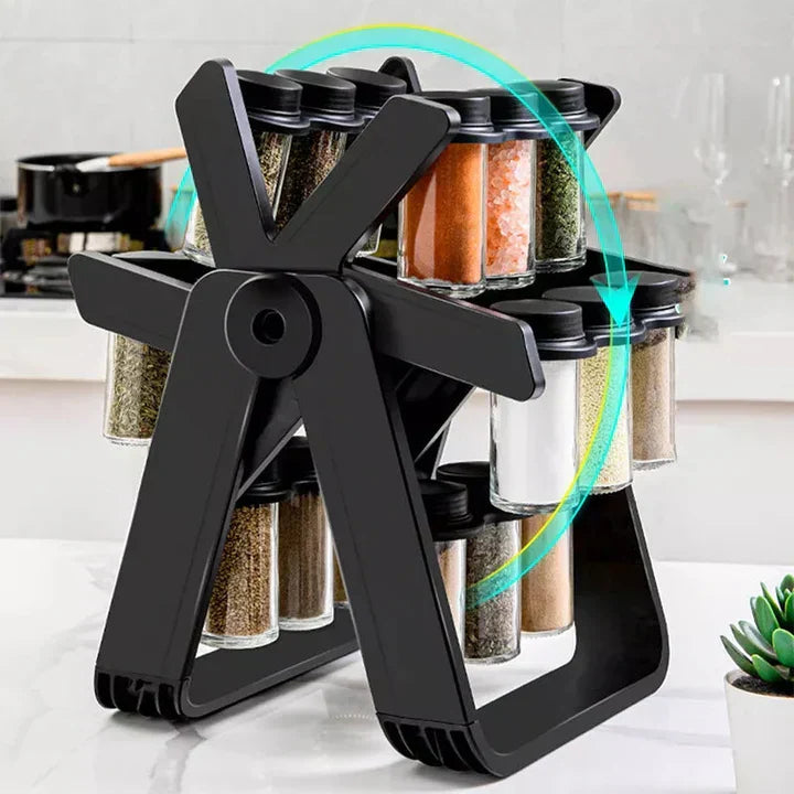 SpiceTurn - Ingenious Rotating Spice Rack - Smooth 360° Rotation with Airtight Jars