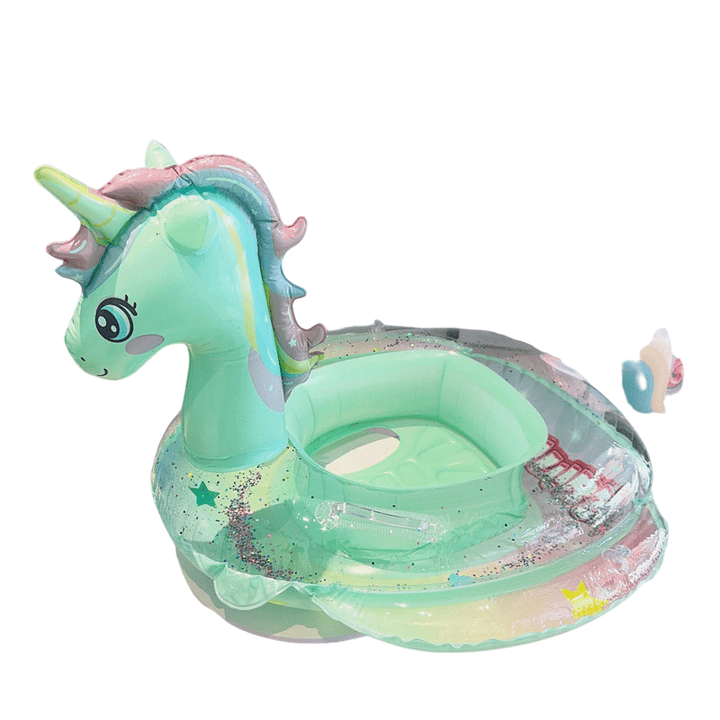 GlitterFloat - Inflatable Swimming Ring with Unicorn - Magical Glitter Swimming Ring