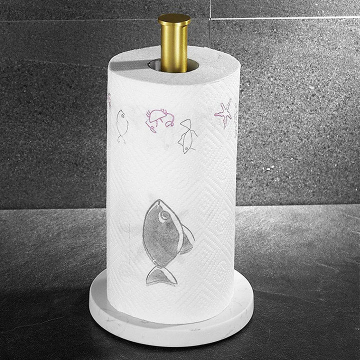 Marble and Gold Kitchen Roll Holder - Stylish Design for Jumbo and Standard Rolls