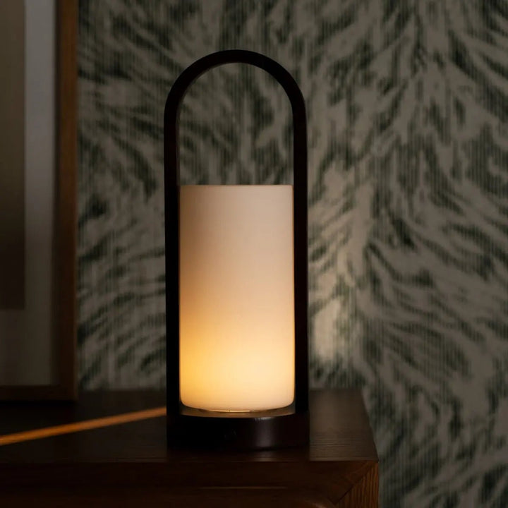 Evie Dark Brown Rechargeable Wooden Table Lamp – Dimmable & Cordless