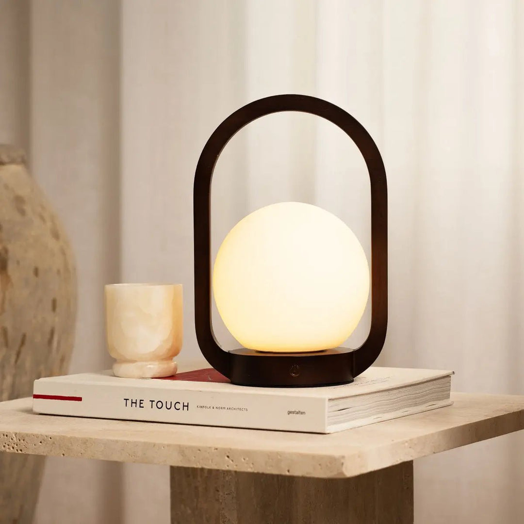 Skye Dark Brown Wooden Cordless Lamp | Rechargeable and Dimmable Design