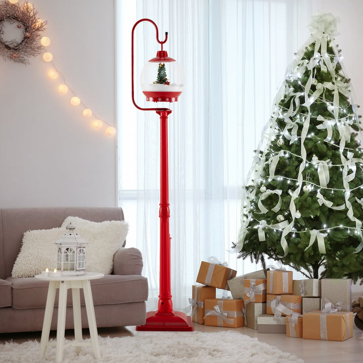 HolidayPost – 68 Inch Christmas Lantern with Magical Snow Globe