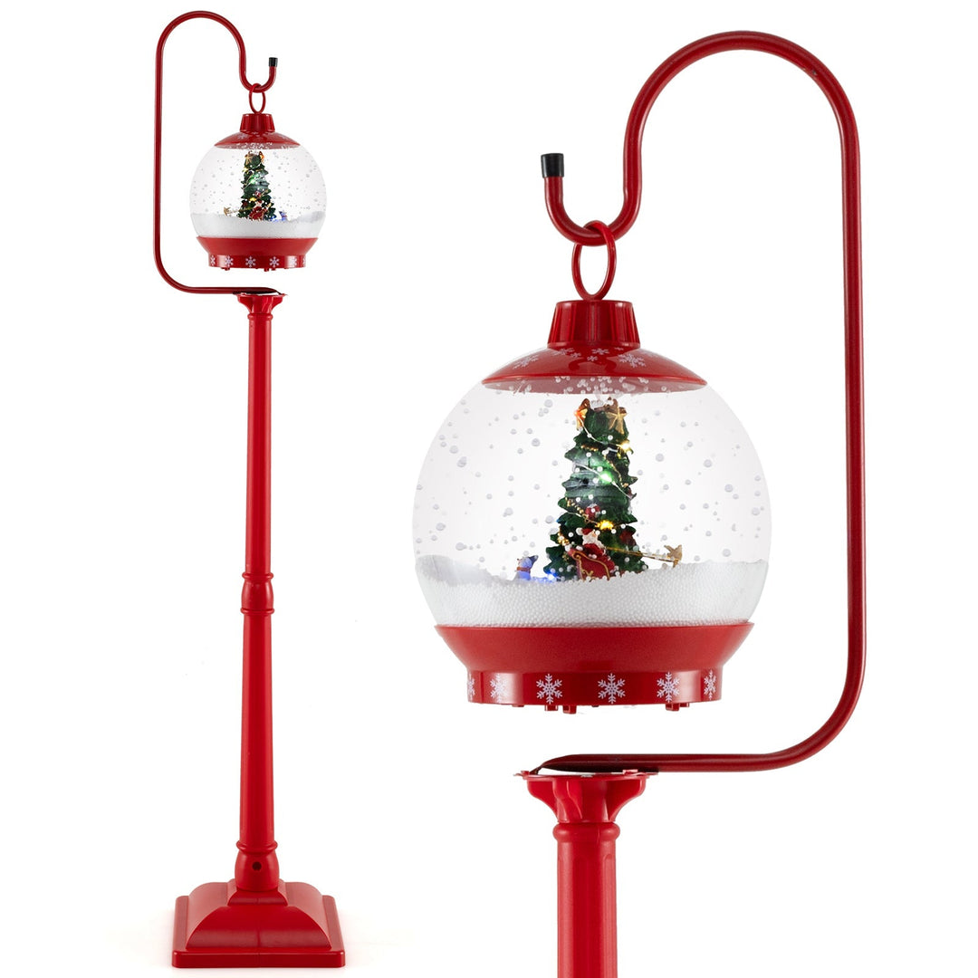 HolidayPost – 68 Inch Christmas Lantern with Magical Snow Globe