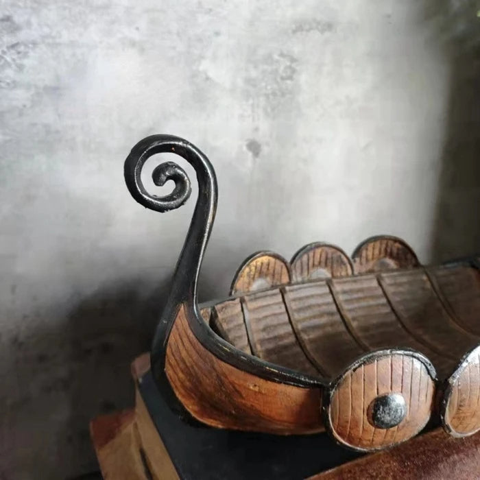 DragonSail Antique Viking Ship Organizer - Handmade Details and Classic Finish - Ideal for Various Applications