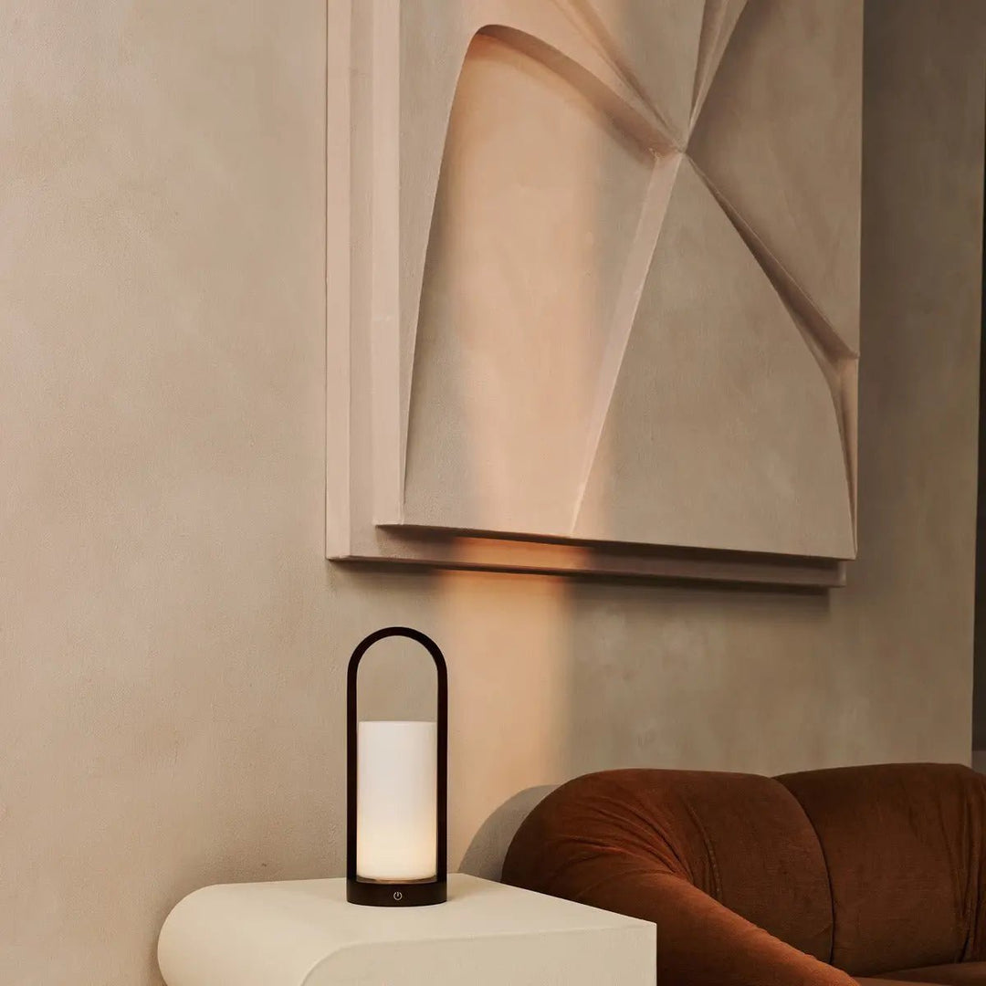 Evie Dark Brown Rechargeable Wooden Table Lamp – Dimmable & Cordless