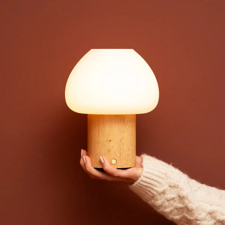 Fynn Light Brown Wooden Lamp – Rechargeable and Dimmable