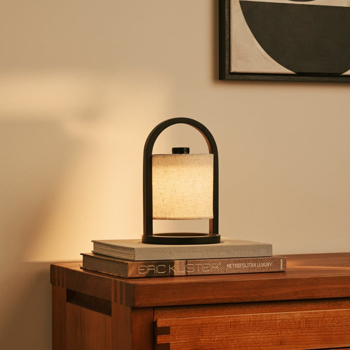 River Black wireless wooden lamp – Rechargeable and dimmable