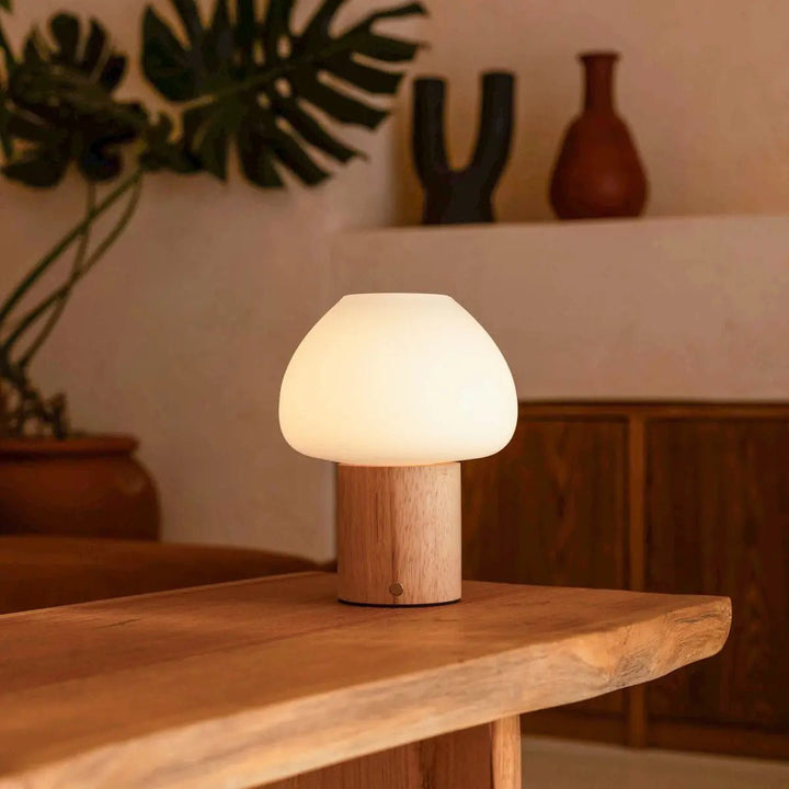 Fynn Light Brown Wooden Lamp – Rechargeable and Dimmable