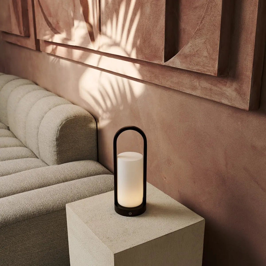 Evie Dark Brown Rechargeable Wooden Table Lamp – Dimmable & Cordless