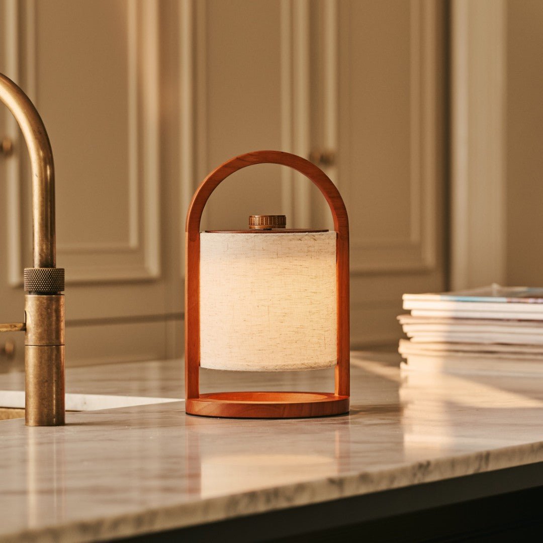 River Chestnut Wooden Rechargeable Lamp - Dimmable and Wireless Light