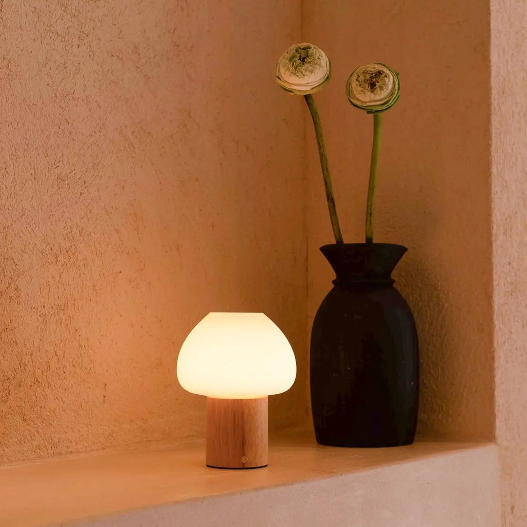 Fynn Light Brown Wooden Lamp – Rechargeable and Dimmable