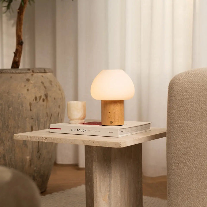 Fynn Light Brown Wooden Lamp – Rechargeable and Dimmable
