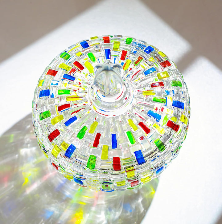 LustreCharm Candy Jar - Colorful Stained Glass Design - Durable Construction with Lid