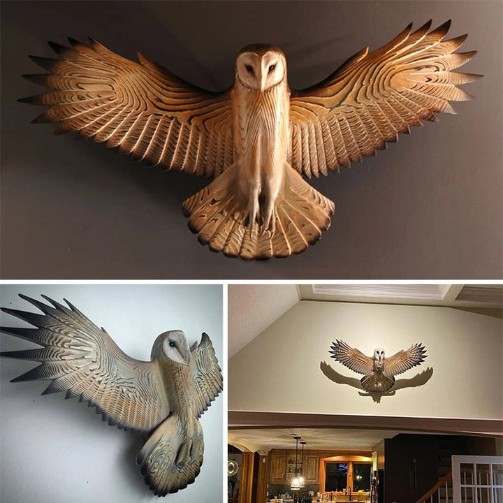 OwlGaze Handmade Barn Owl Wall Sculpture - Carefully Painted, Durable, UV-Protected