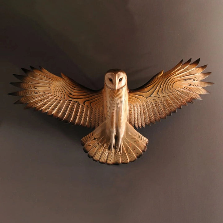OwlGaze Handmade Barn Owl Wall Sculpture - Carefully Painted, Durable, UV-Protected