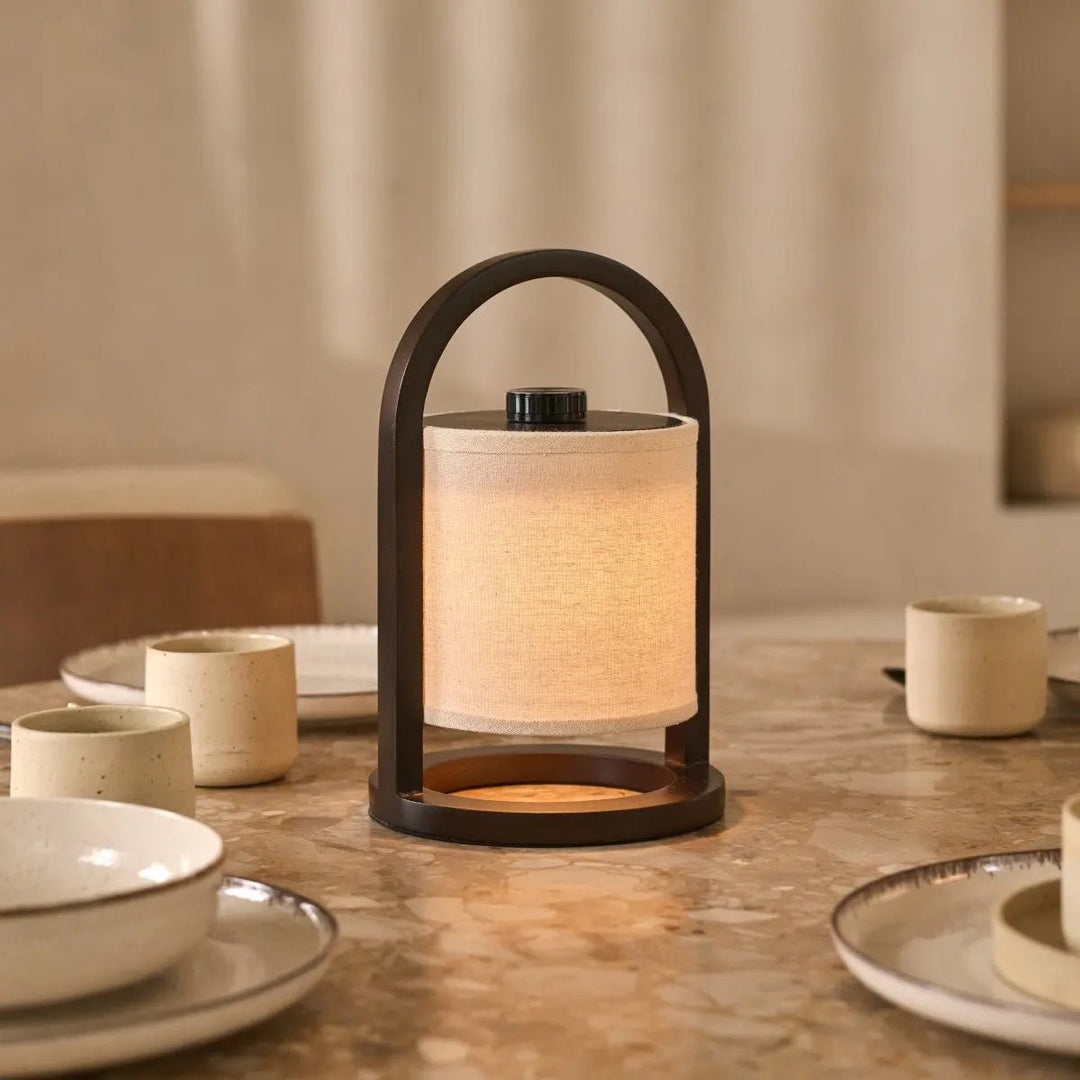 River Dark Brown Wireless Wooden Lamp – 100 Hours Battery & Dimmable