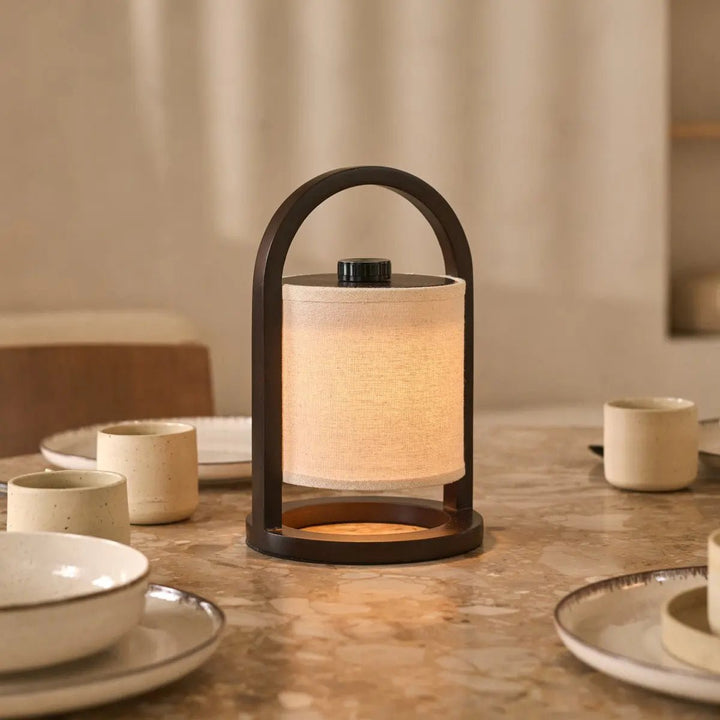 River Dark Brown Wireless Wooden Lamp – 100 Hours Battery & Dimmable