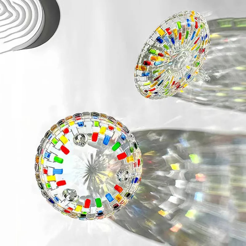 LustreCharm Candy Jar - Colorful Stained Glass Design - Durable Construction with Lid