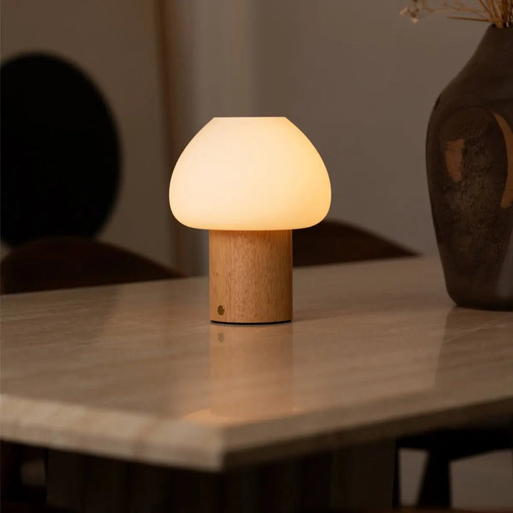 Fynn Light Brown Wooden Lamp – Rechargeable and Dimmable