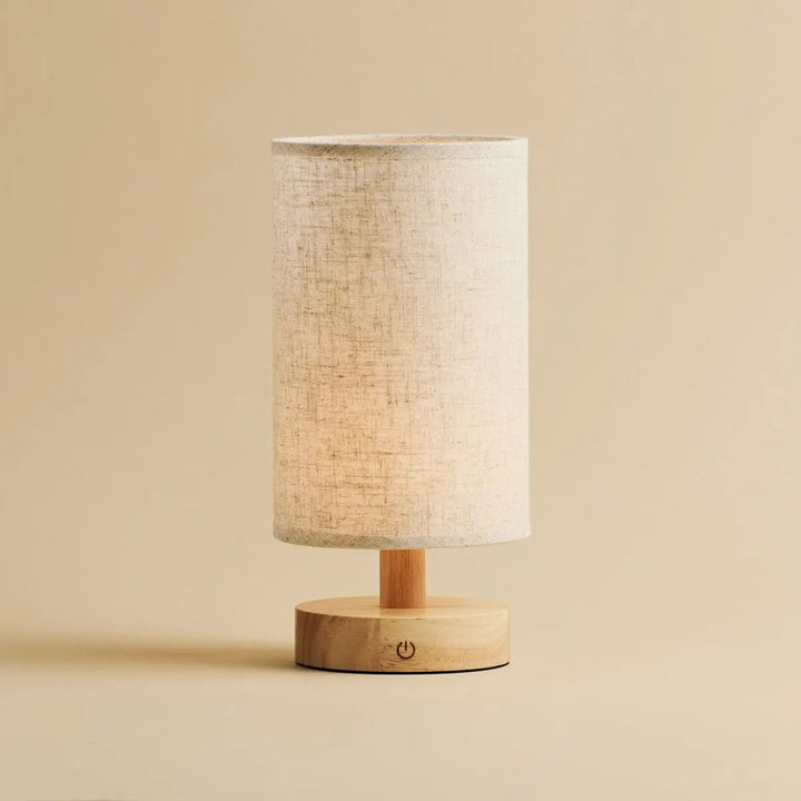 Light brown wooden table lamp - rechargeable and dimmable