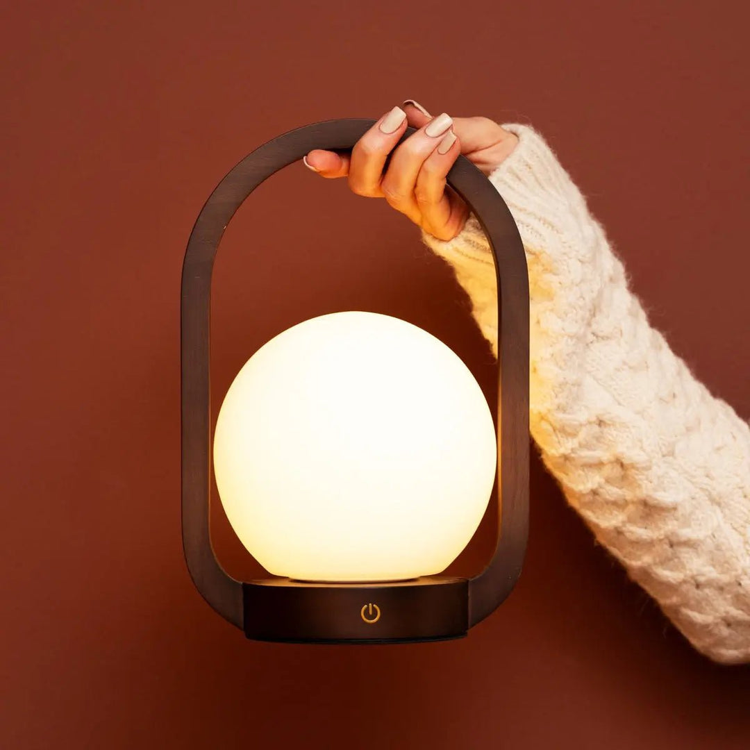 Skye Dark Brown Wooden Cordless Lamp | Rechargeable and Dimmable Design