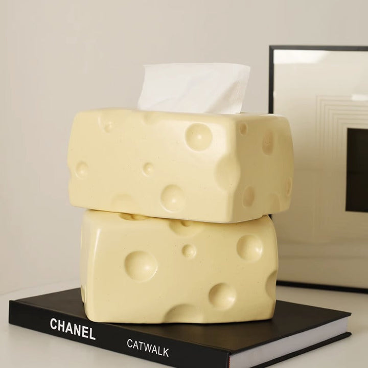 Cheesecube Playful Tissue Box - Fun 3D Cheese Design for a Creative Touch - Bring Humor and Style to Your Space