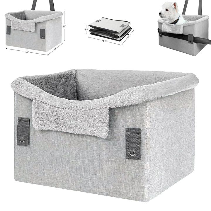 Dog Car Seat for Small Dogs - Foldable and Portable with Safety Straps - Up to 25Lbs