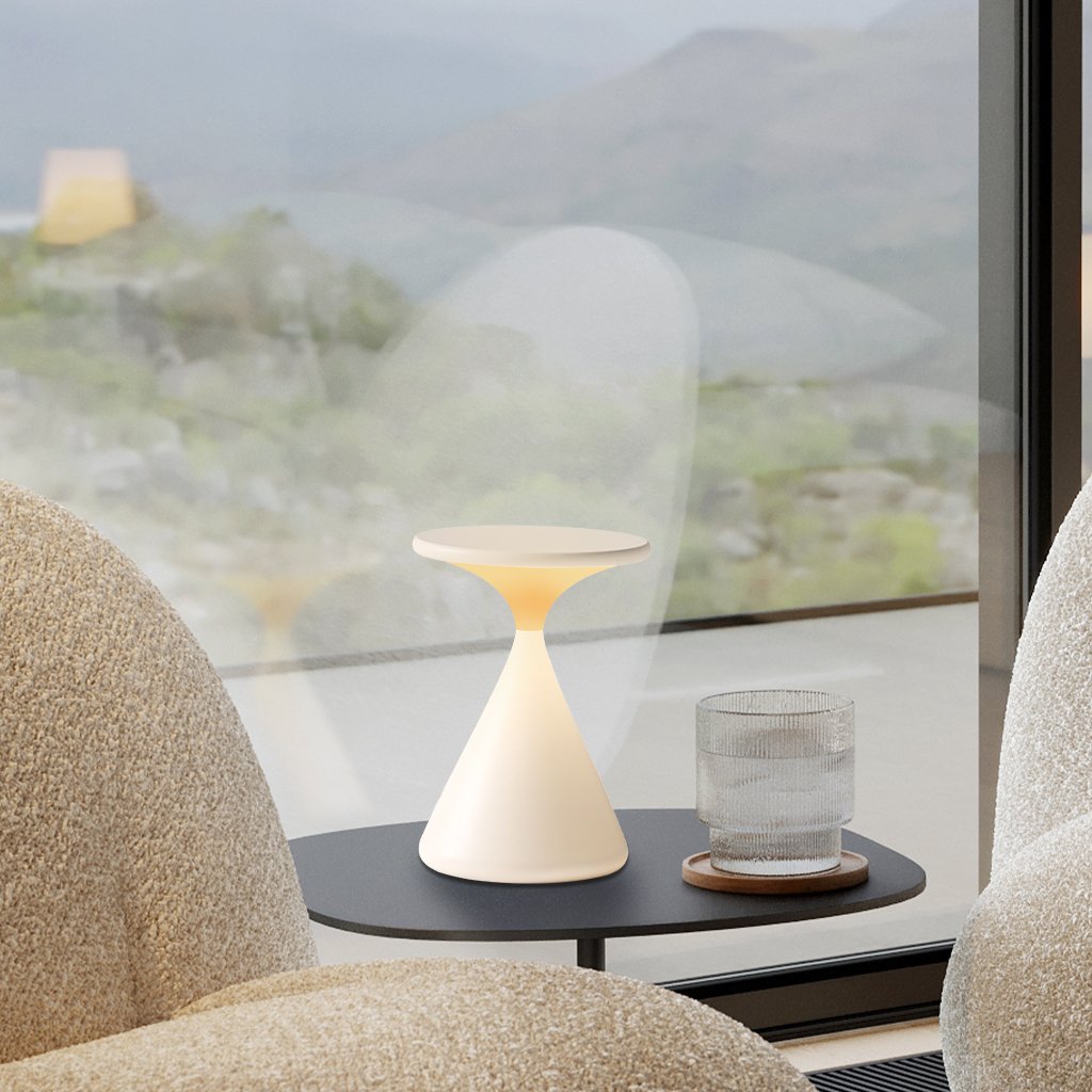 GlowHour – Wireless Table Lamp in Hourglass Design