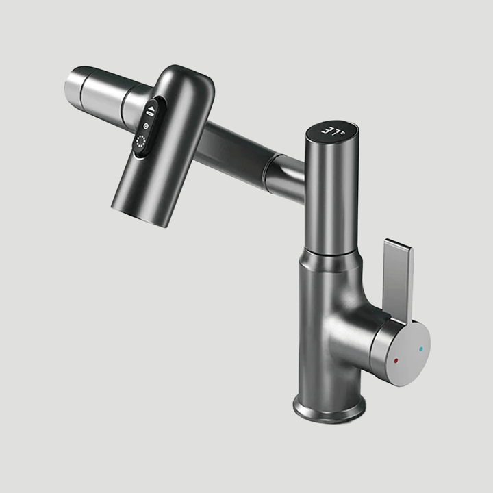 AquaJet Swivel Faucet – 360° Rotation with Temperature Indicator - Adjustable Height and Temperature Display