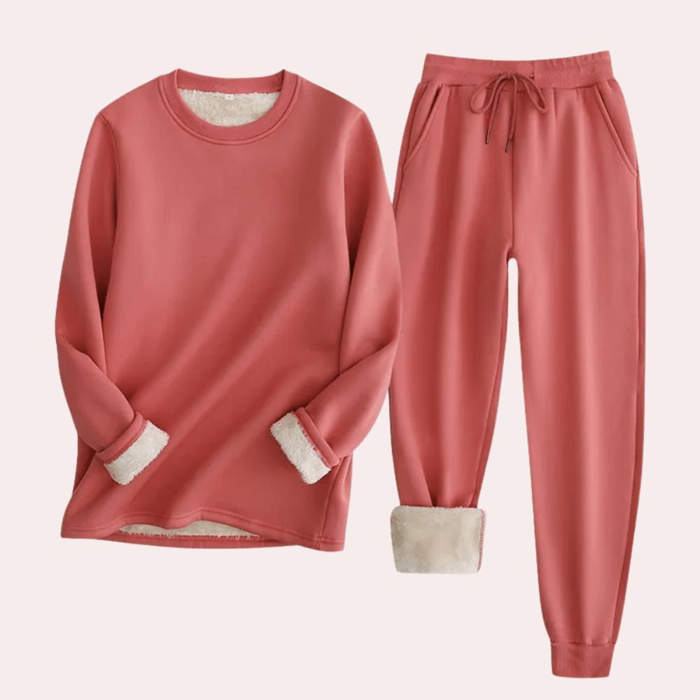 WarmChic - Soft Fleece Loungewear Set - Sweatshirt and Joggers for Cozy Relaxation
