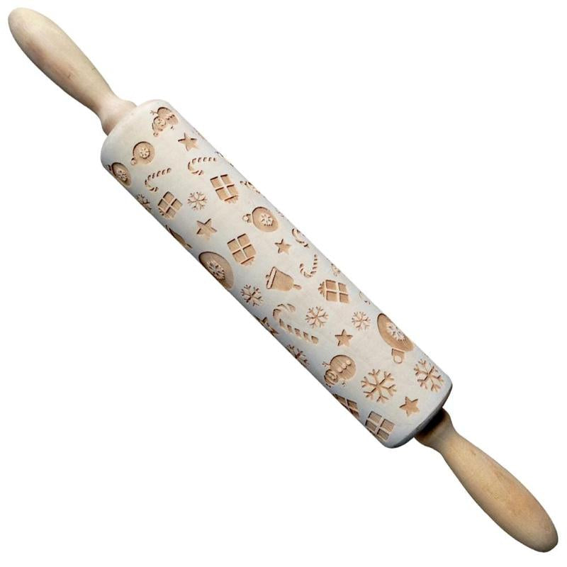 FestiveRoll - Christmas Cookie Relief Rolling Pin - Artisan Engraved for Perfect Baking Creations