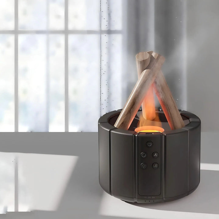 FlameMist Atmospheric Campfire Diffuser with Lamp - Adjustable Light Settings - Humidifier for Improved Air Quality
