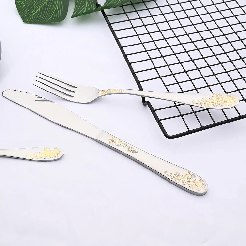 GoldenElegance | Luxe Gold-Plated Cutlery Set
