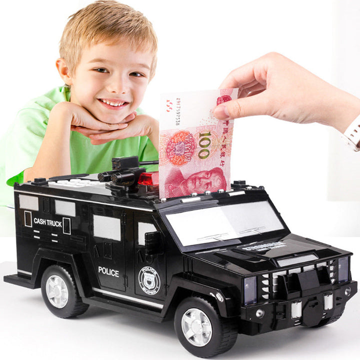 CoinPatrol - Educational Piggy Bank with Light & Sound - Smart Piggy Bank in Police Car Design