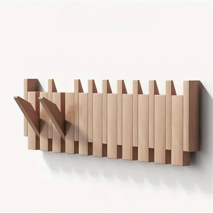 Clavea – Solid Wood Coat Rack – Smart Foldable Hooks and Musical Design