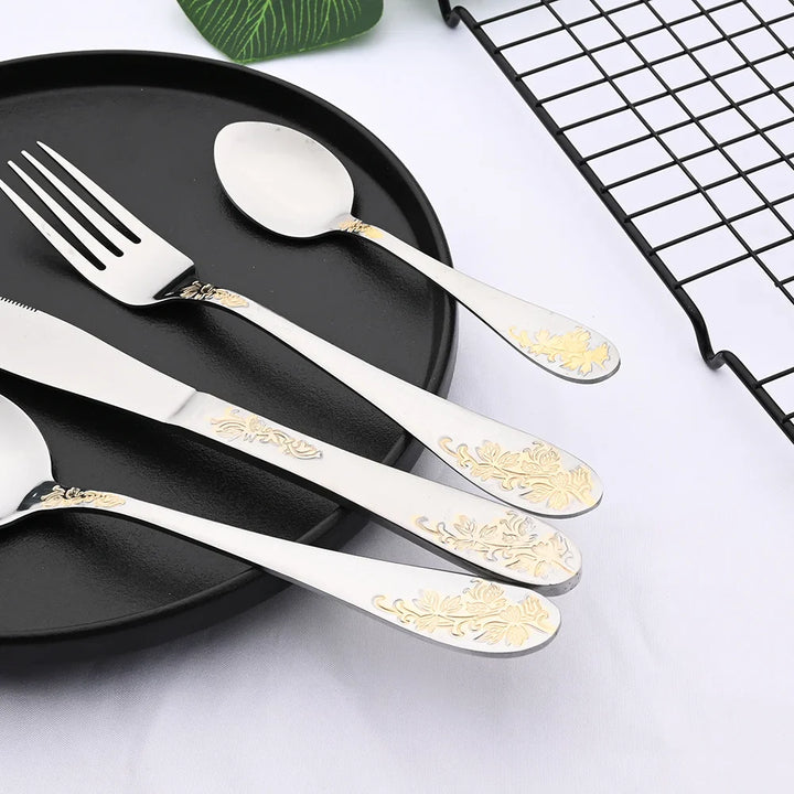GoldenElegance | Luxe Gold-Plated Cutlery Set