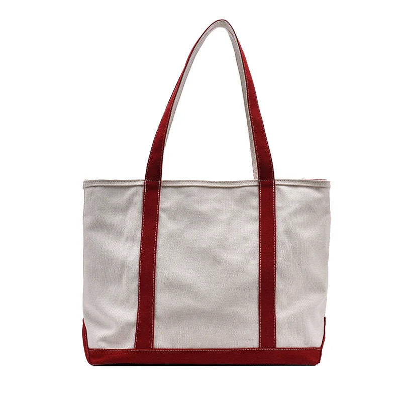 StripeCarry – Stylish Canvas Handbag with Large Capacity