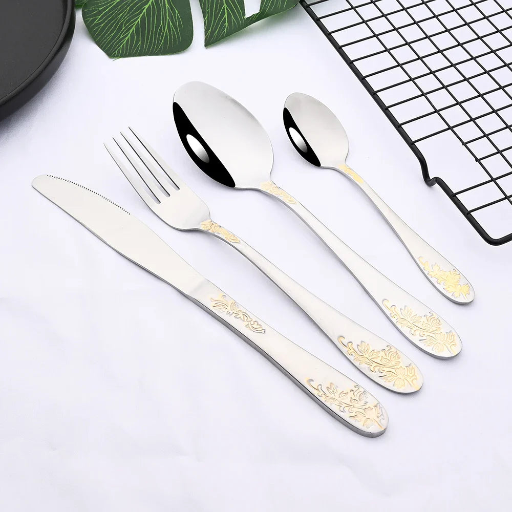 GoldenElegance | Luxe Gold-Plated Cutlery Set