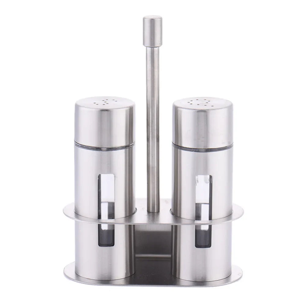 Castor Luxe | Stainless Steel Salt and Pepper Mill Set with Elegant Stand