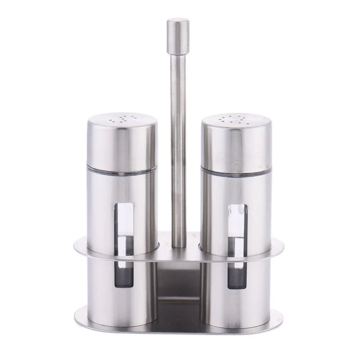 Castor Luxe | Stainless Steel Salt and Pepper Mill Set with Elegant Stand