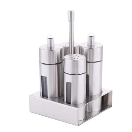 Castor Luxe | Stainless Steel Salt and Pepper Mill Set with Elegant Stand