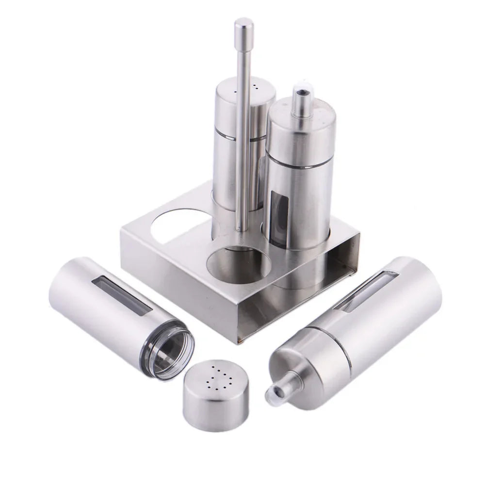 Castor Luxe | Stainless Steel Salt and Pepper Mill Set with Elegant Stand