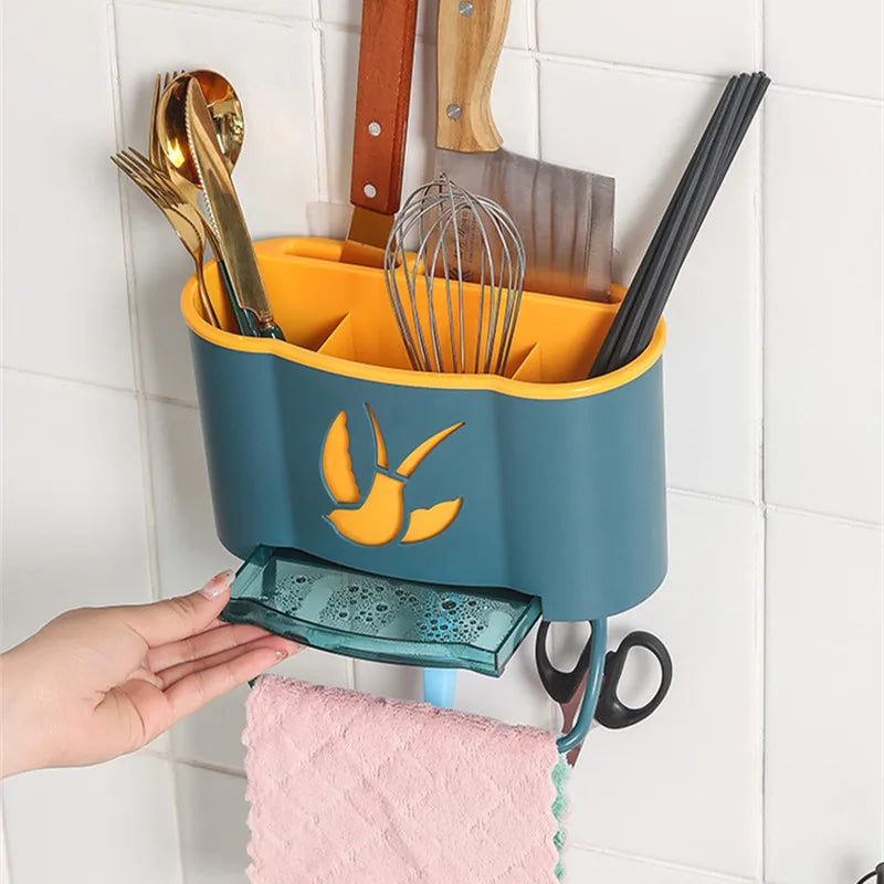 Smart Kitchen Organizer - Storage Space and Hands-Free Phone Holder for Convenience