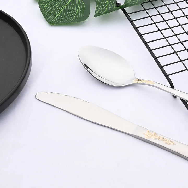 GoldenElegance | Luxe Gold-Plated Cutlery Set