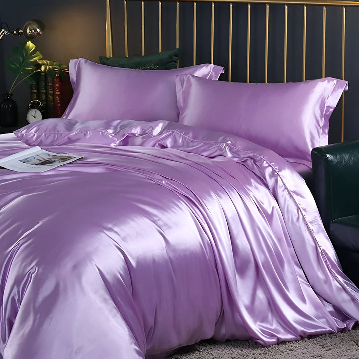 Premium Silk Bed Linen Set - Soft, Hypoallergenic & Breathable - Reversible and Ultra-Comfortable for a Luxurious Sleep