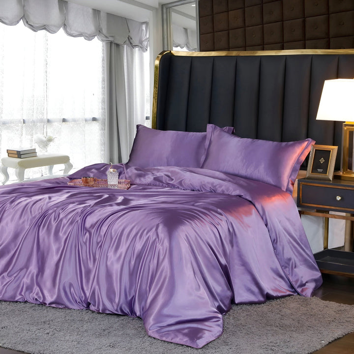 Premium Silk Bed Linen Set - Soft, Hypoallergenic & Breathable - Reversible and Ultra-Comfortable for a Luxurious Sleep