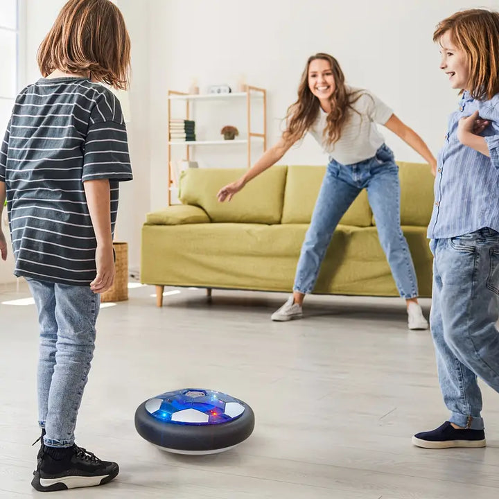 AirKick – Air Soccer with Foam Bumpers – Rechargeable Hover Ball with LED Lighting