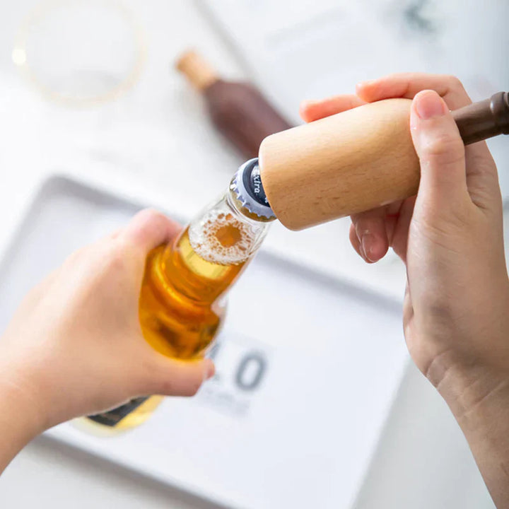 TimberPop Bottle Opener - Elegant Wooden Design with Ergonomic Comfort - A Beautiful Kitchen Tool