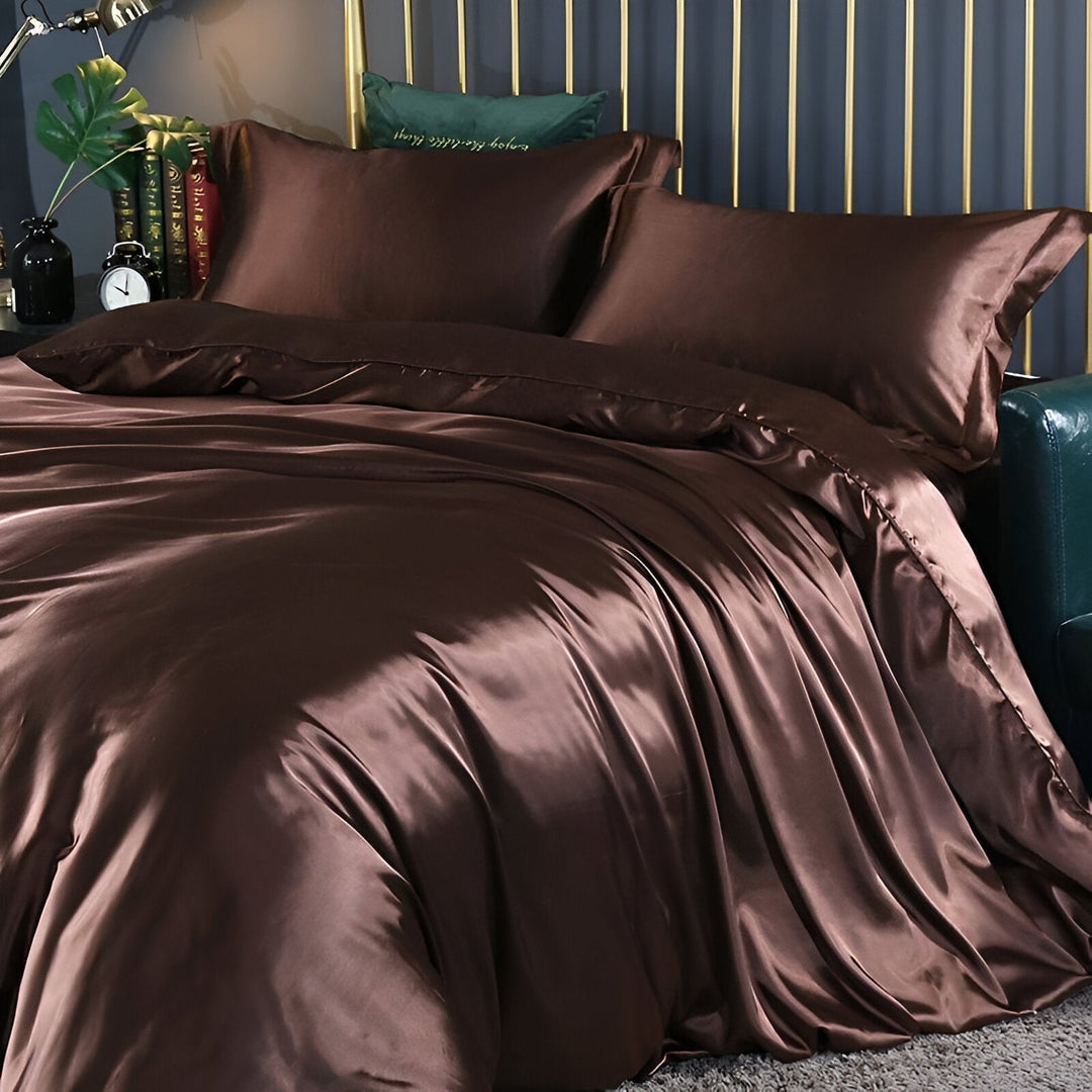 Premium Silk Bed Linen Set - Soft, Hypoallergenic & Breathable - Reversible and Ultra-Comfortable for a Luxurious Sleep