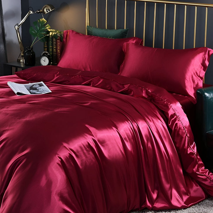Premium Silk Bed Linen Set - Soft, Hypoallergenic & Breathable - Reversible and Ultra-Comfortable for a Luxurious Sleep